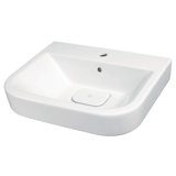 Equility White Fireclay U-Shaped Wall Mount Bathroom Sink with Overflow