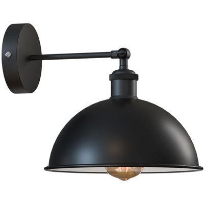 Dome Metal Wall Sconce, 180° Adjustable Industrial Wall Lamp for Bedside, Study, Kitchen, and Living Room Décor.