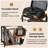 Brown Record Player Stand With Adjustable Guitar Stand And Vinyl Storage For Music Room