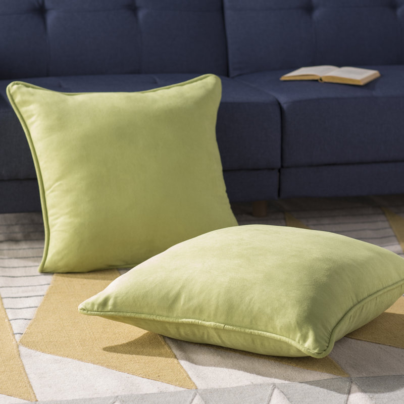 Jacquard Square Microsuede Pillow Cover & Insert, Mojito Lime