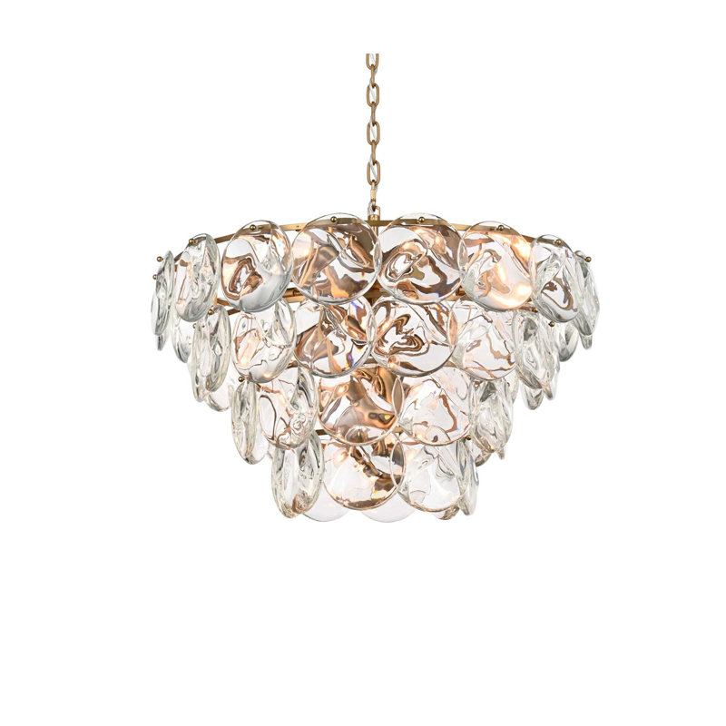 Lustre en cristal 30 pouces Idamay, Or satiné