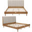 Lit plateforme en bois avec tête de lit tapissier de couleur blé, base de lit en pin massif avec support renforcé, aucun sommier tapissier requis, design minimaliste moderne-1685875413