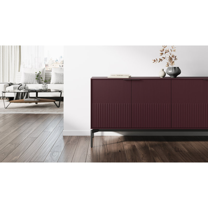 Zig 79.5'' W Credenza, Merlot/Brushed Carbon