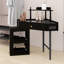 Ensemble de coiffeuse de coin avec station de charge, armoire latérale amovible et tabouret rembourré
