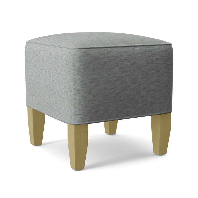 Brooklyn Upholstered Ottoman, Taupe Plaid; 0126-73, Brass Finish