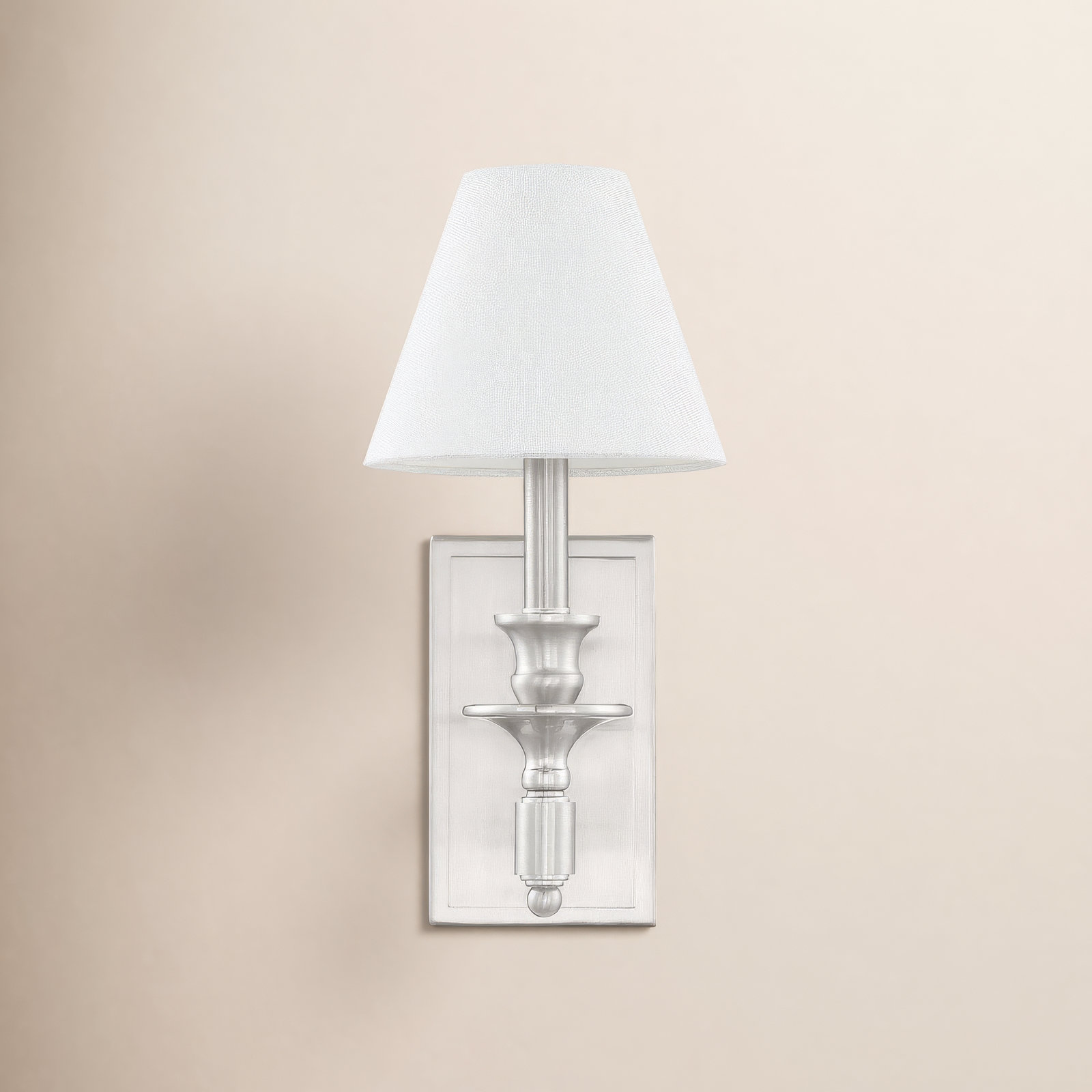 Alarins Single Light Dimmable Armed Sconce, Satin Nickel