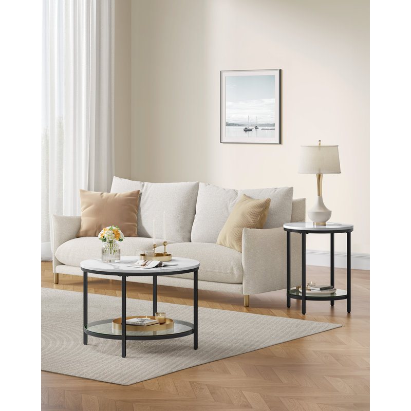 Cerwyn Four Leg Coffee Table with Storage, Black, White