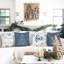 Coussins décoratifs 18 x 18 pouces Home Sweet Home flocon de neige arbre de Noël cerf bleu gris