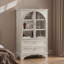 Armoire de rangement vitrée avec 2 tiroirs et tablettes réglables-1267876180