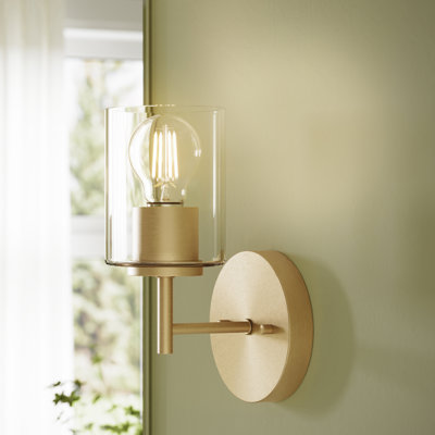 Éclairage pour salle de bain 1 lumière en or brossé avec abat-jour en verre transparent Replay Collection