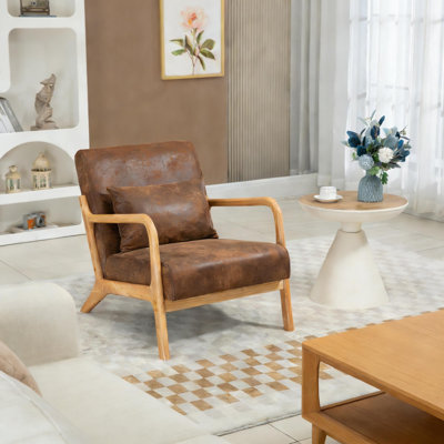 Chaise d'appoint rembourrée avec coussin lombaire Mid-Century