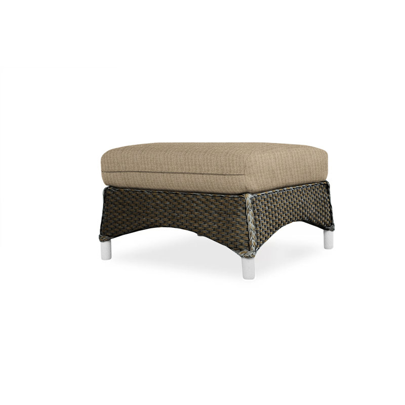 Mandalay Outdoor Ottoman, Rollo Linen, Mink