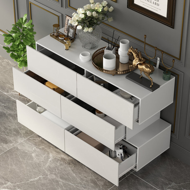 Bhavina 50.8'' W 6 - Drawer Dresser, White