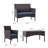 4-Person All-Weather Wicker Patio Conversation Set with Black Tempered Glass Table and Cushions-2001704382