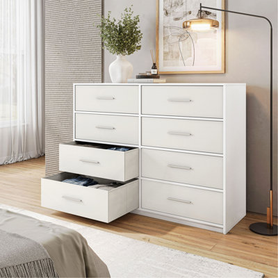 Commode 8 tiroirs avec grands tiroirs en tissu