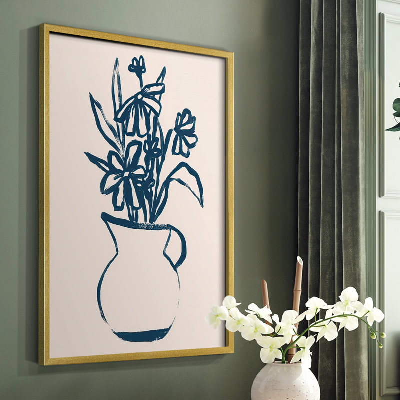 Marine Plant Sketches IV, reproduction encadrée - bois massif, H 20 po x l 16 po, Or