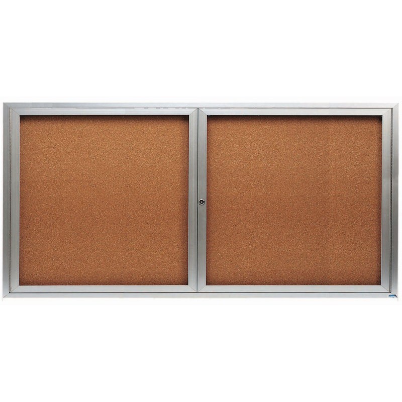 Panneau d'affichage mural fermé avec éclairage DEL, Aluminium anodisé satin transparent, Deux, H 36 po x l 72 po