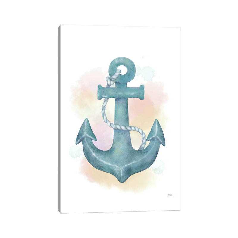 Watercolour Anchor by Jade Reynolds - Wrapped Canvas Painting, 152.5 cm H x 101.5 cm W