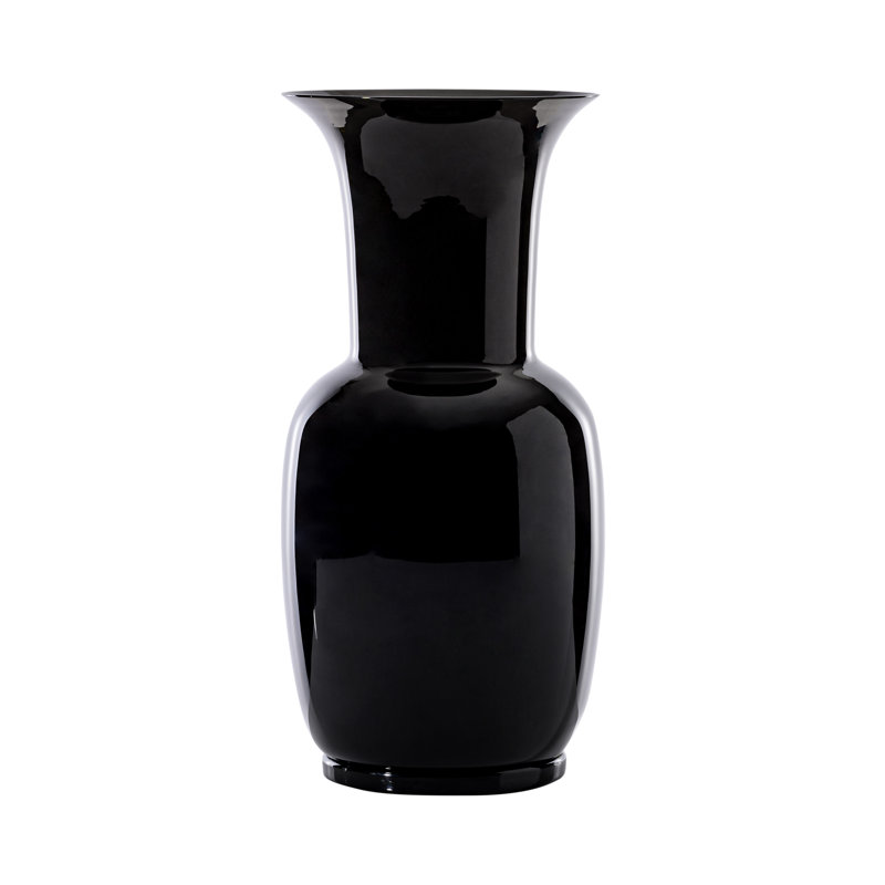 Venini Opalino Vase, 11.81" H x 5.51" W x 5.51" D, Black