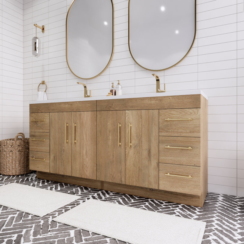 Spring 72" Double Bathroom Vanity Set, Teak Oak