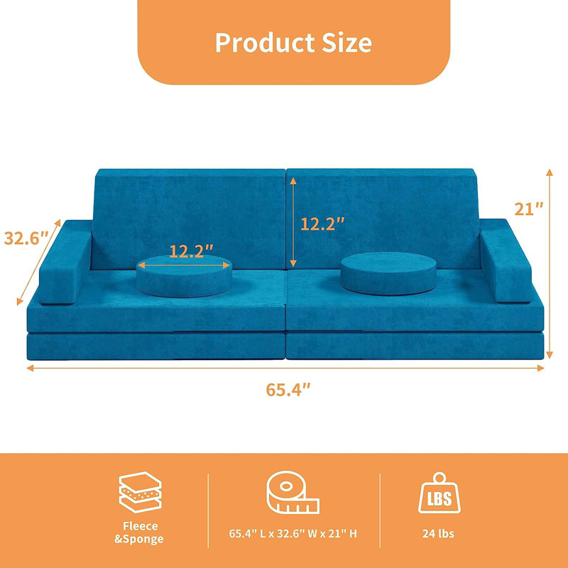 Acquanetta Kids 11'' Sleeper Sofa / Sectional and Ottoman