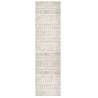 Tapis beige beige en polyester tissé à la machine