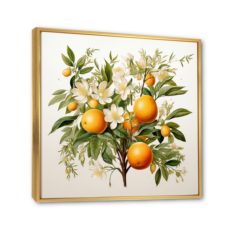 Fruit, art mural sur toile, arbre, reproduction botanique, H 36 po x l 36 po x P 1,5 po, Cadre flottant doré