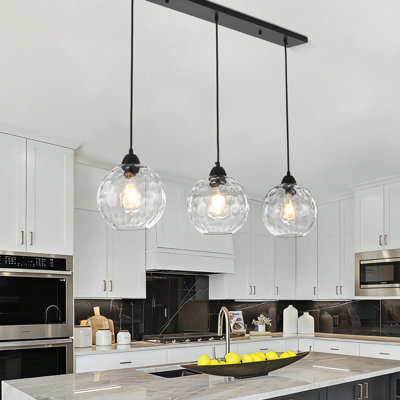 Lustre pour îlot de cuisine 3 lumières noir mat