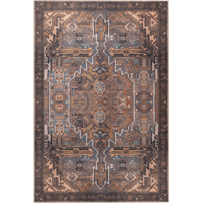 Luxurious Brown Area Rug, 7.5 x 10.8 Feet | 100% Polyester, 1850 g/m² | Pile Height: 0.2 Inches | Recycled Poly Cotton Underside | Machine Carpet, Durable & Easy to Maintain | Perfect for Living Room & Bedroom Decor