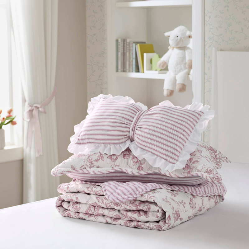 Ensemble de courtepointe douce et confortable avec coussin décoratif, Pink