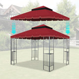 Outdoor Patio Gazebo Replacement Canopy,Double Tiered Gazebo Tent Roof Top Cover Only Greatwall Border(Frame Not Include)