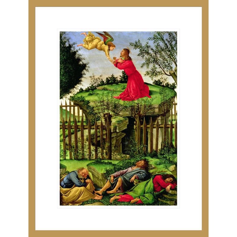 «The Agony in the Garden» par Sandro Botticelli - Estampe numérique encadrée, H 21,75 po x l 16,53 po