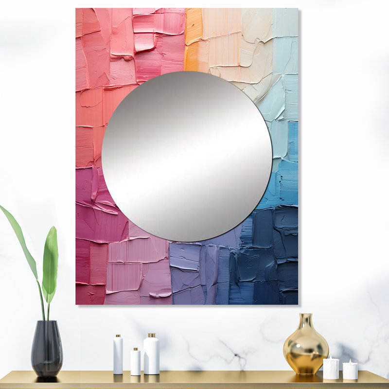 Jayma Abstract Patchwork III - miroir mural abstrait, miroir décoratif rose, impression d'art en métal, 40 po x 30 po
