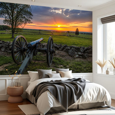 Papier peint auto-adhésif papier peint à contact mural amovible de style militaire Gettysburg Sunset National Park pour salon Chambre à coucher H 69 po x l 96 po