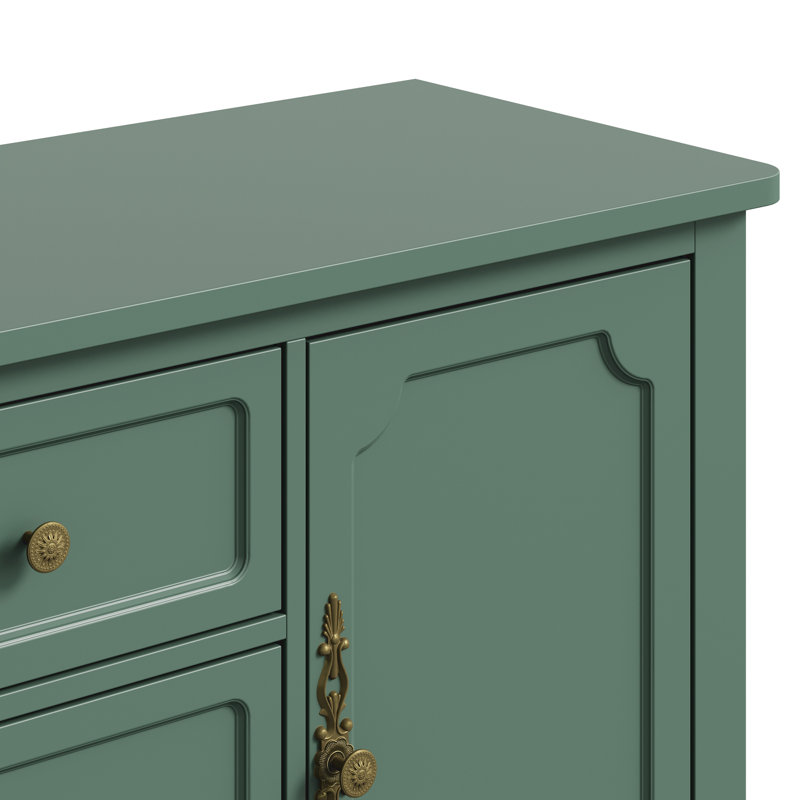Armoire d'appoint en bois manufacturé et massif à 3 tiroirs l 47 po Collynns, Vert