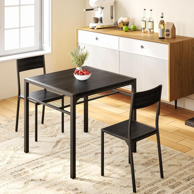 Betson 3-Piece Square Dining Table Set with Metal Chairs
