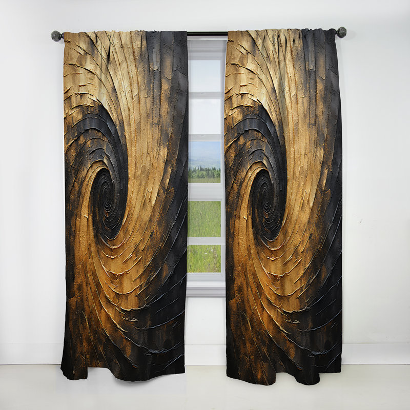 Rideau occultant et abstrait en spirale - Noir, L 52 po x L 90 po