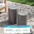 Set Of 2 Cylindrical Wood & Travertine Textured Side Tables