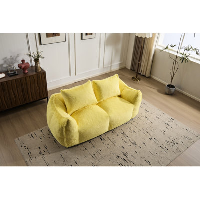 Géant, fauteuil à billes, jaune, moelleux, méridienne, salon, coin lecture, aucun assemblage requis, mousse à mémoire de forme haute résilience, deux sièges jaunes surdimensionnés pour les adultes, moelleux avec