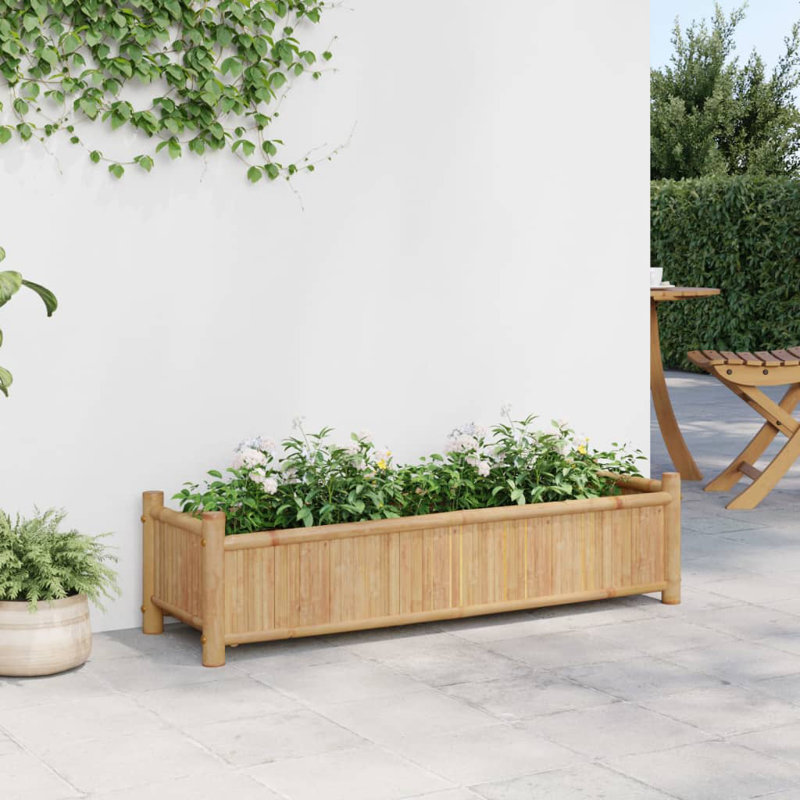Bayou Breeze Planter 15.7"X15.7"X31.5" Bamboo, 9.8" H x 39.4" W x 11.8" D