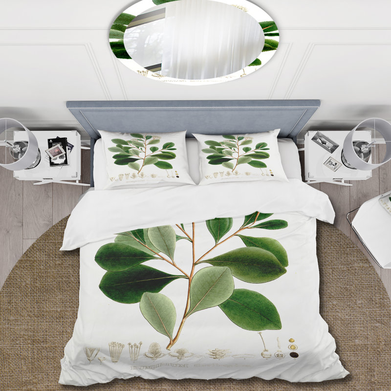 Vintage Botanicals IV - Ensemble de housse de couette traditionnel - Microfibre de polyester