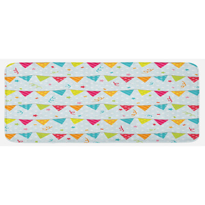 Tapis de cuisine en multicolorante en forme de "triangleed party" sur le cordage et les étoiles