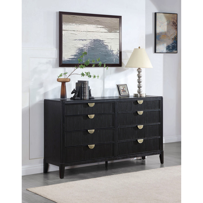 Commode noire à 8 tiroirs