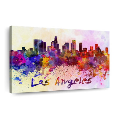 Los Angeles Skyline Colors - Impression sur toile tendue