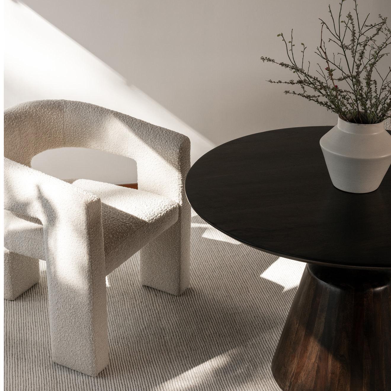 Verna Barrel Chair, White Polyester Blend