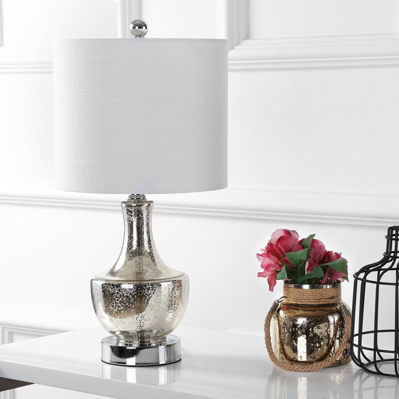 Alper 20" Mini Glass LED Table Lamp, Silver
