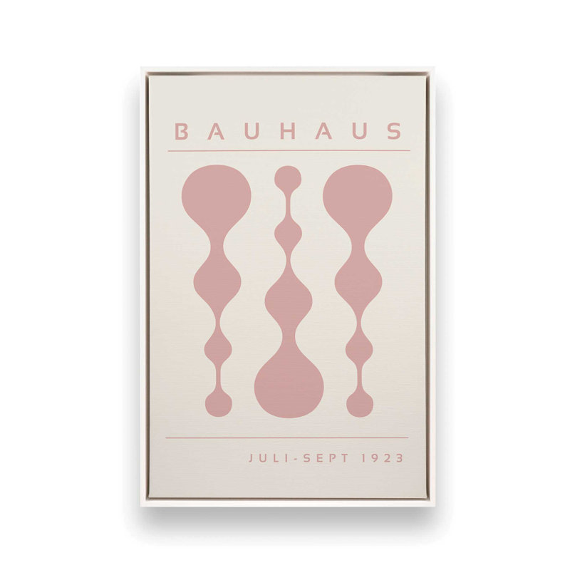 «Pink Retro Bauhaus», affiche sur toile encadrée, H 36,75 po x l 24,75 po, Blanc opaque