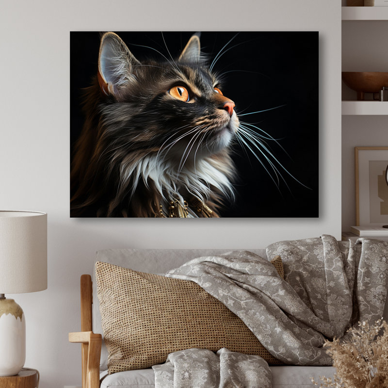 Portrait de chat I - décoration murale animaux en métal, H 30 po x l 40 po x P 1 po