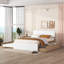 Cadre de lit double moderne avec lit gigogne simple et 2 tiroirs blanc brillant avec couleur chêne clair-255078690