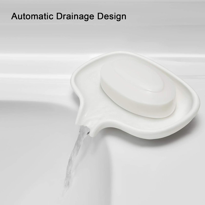 Paquet de 2 porte-savon en silicone avec plateau de drainage blanc